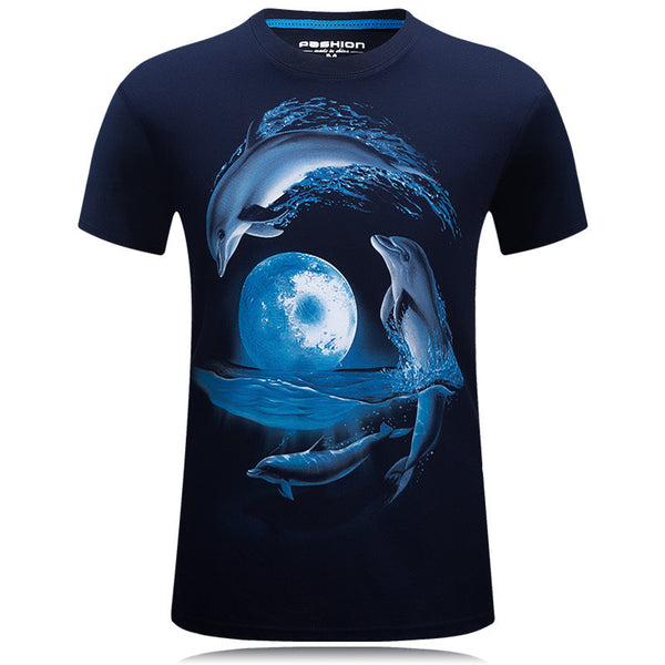New men's printed short sleeve T-shirt
