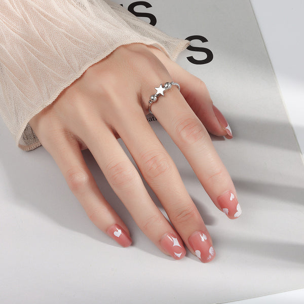 Personalized, Stylish And Simple Frosted Beads Open Ring