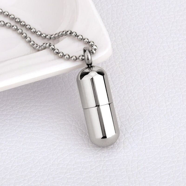 Perfume Bottle Pendant Detachable Capsule Titanium Steel Necklace