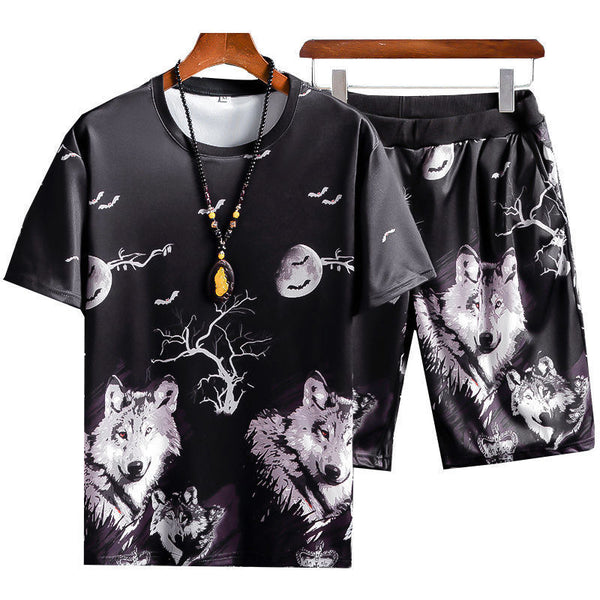 Men's Ice Silk Casual Summer Thin Short Sleeve  Suit