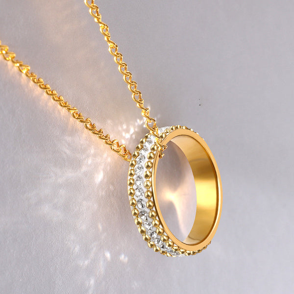 Gold-plated Stainless Steel Single Row Diamond Ring