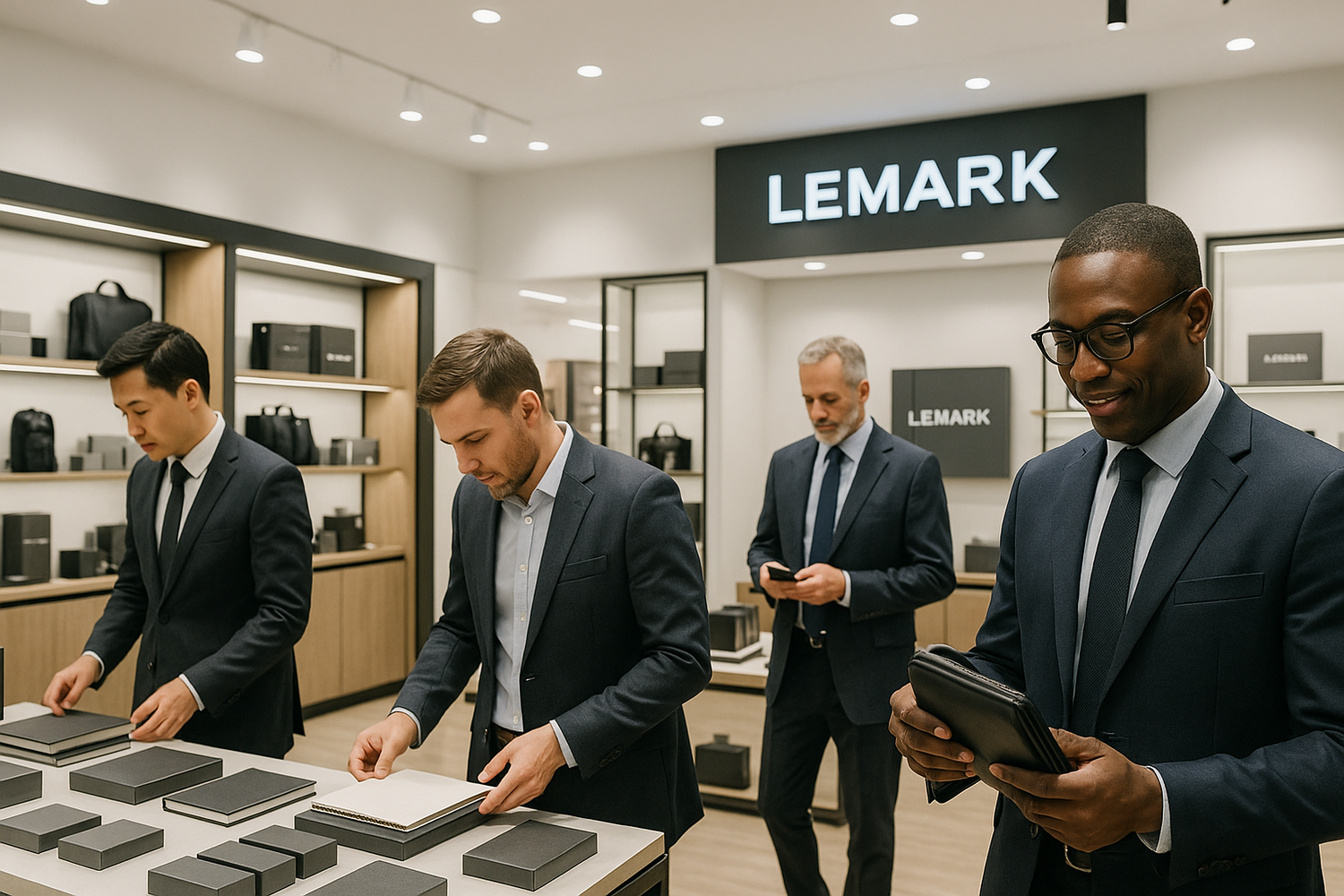 Men customer view the mark 